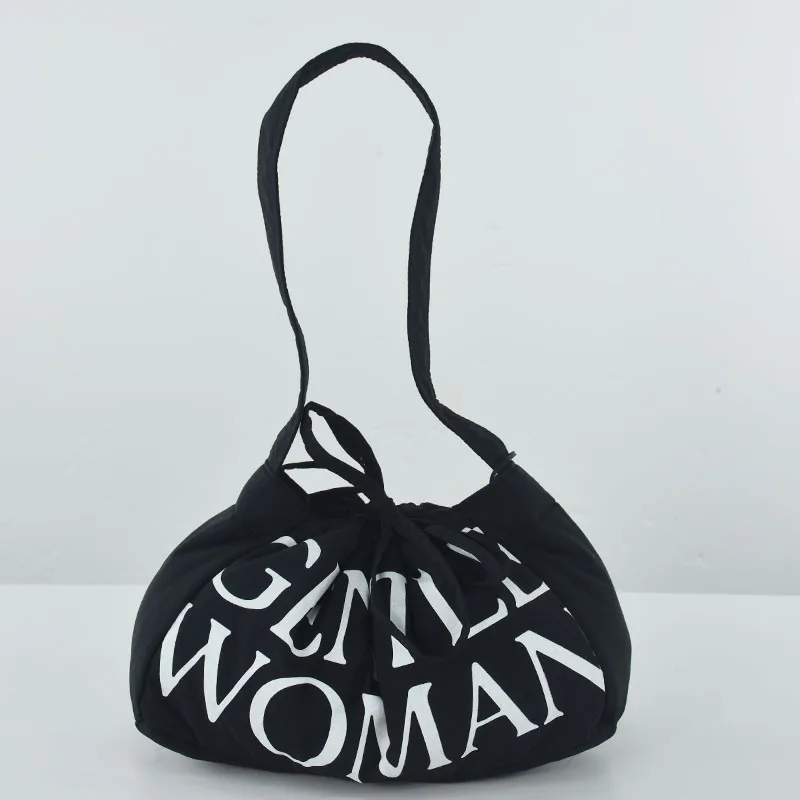 

Gentle Woman Shoulder Bag Fashion Alphabet Dumpling Bag Casual Cloth Tote Simple Women's Tote Phone Makeup Bag Headphones