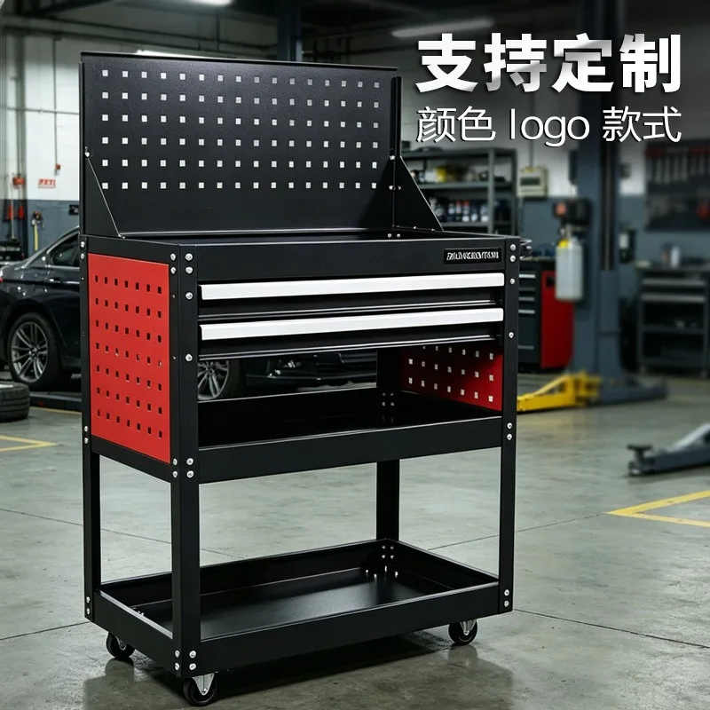Auto Repair Shop Open Tool Management Car with Drawer Hanging Board Workbench Heavy Duty Mobile Tool Rack