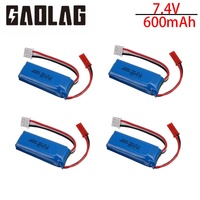 7.4V 600mAh 20C Lipo Battery for WLtoys K969 K979 K989 K999 P929 P939 RC Car Parts 2s 7.4V 600mAh Battery Set 1pcs to 5pcs