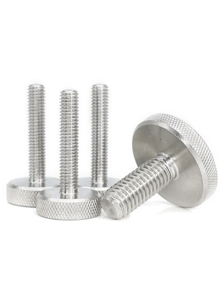304 الفولاذ المقاوم للصدأ M2M2.5M3M4M5M6M8M10 Knurl شقة مستديرة رئيس اليد تشديد الستار جدار الزجاج الإبهام مسمار مزلاج الإعلان مسمار