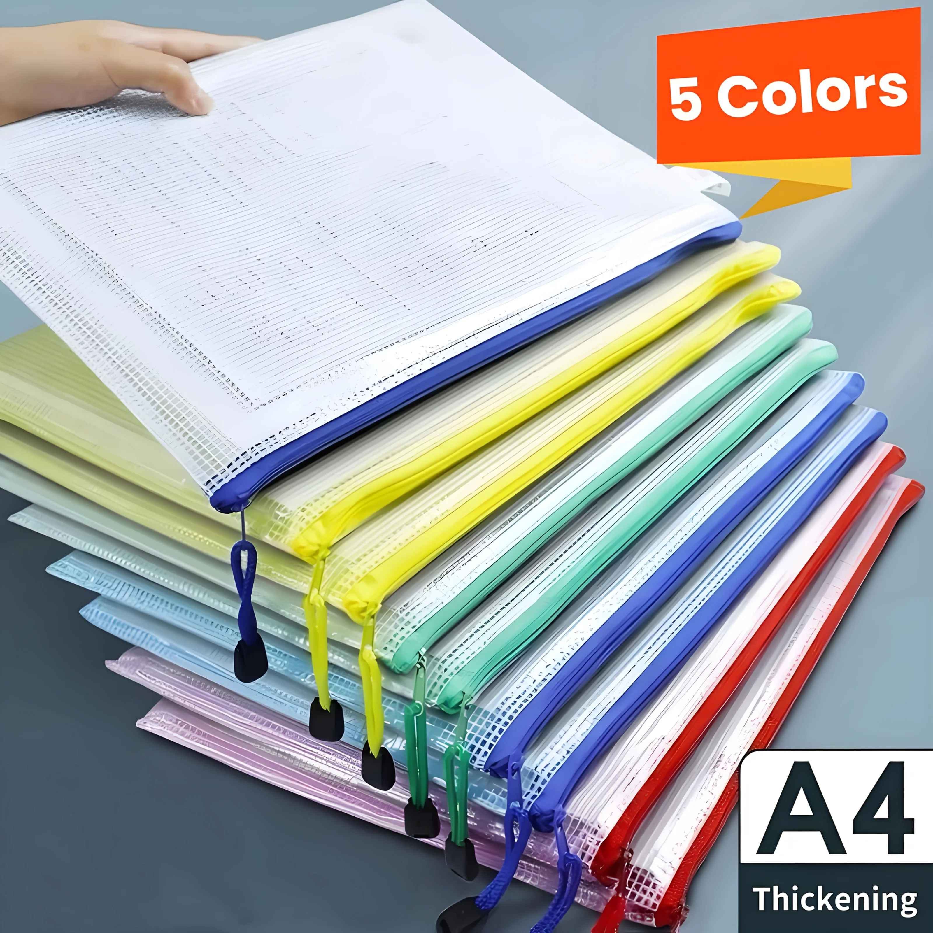 

9 шт. универсальный конверт для документов, водонепроницаемая сумка для документов - сумка для документов на молнии с ручкой, прозрачный пластик, размер А4