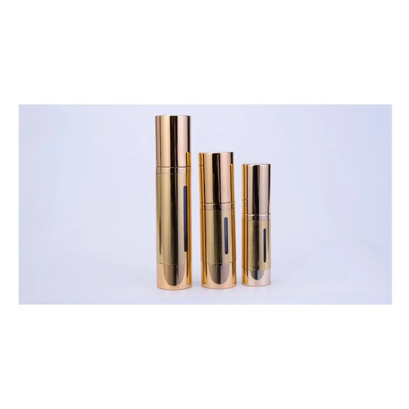 

Customizable Gold Sandblasted Vacuum Bottles | Factory Direct Airless Pump & Spray Bottles for Cosmetics