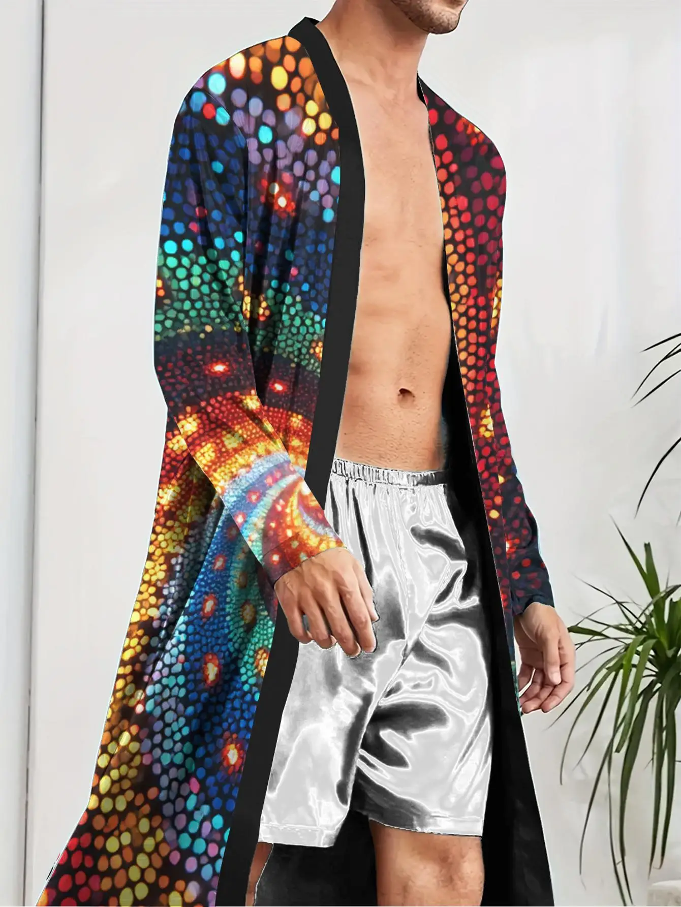 

1pc Men's Robes 2026 Spring/Summer Graphic Nightie for Men Men's Bathrobe Bathrobe Men Robes 3D Printed Bathrobe Polyester