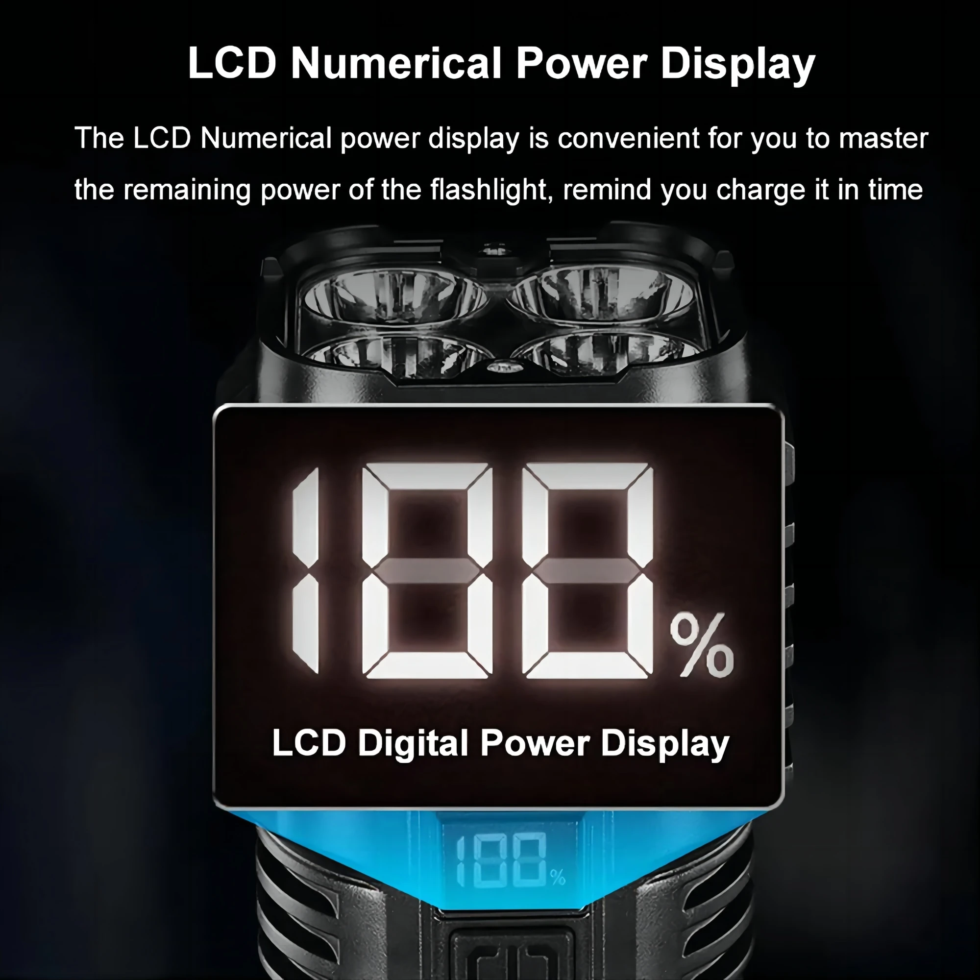 Lanterna poderosa com 7 contas de lâmpada, luz super tática com luz lateral cob, lanterna de acampamento, recarregável por usb, tocha externa