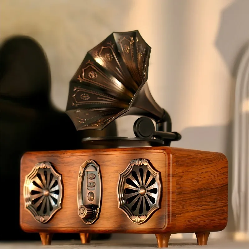 retro morning glory wireless bluetooth speaker, high-value sound machine, small plug-in U disk, heavy subwoofer household