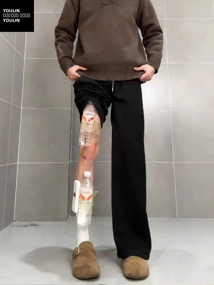 

Bla American Sle Bell Bot Pants Men's Autumn Winter Fce Slim Fit Elastic Straight Leg Casual Trousers Cleanfit