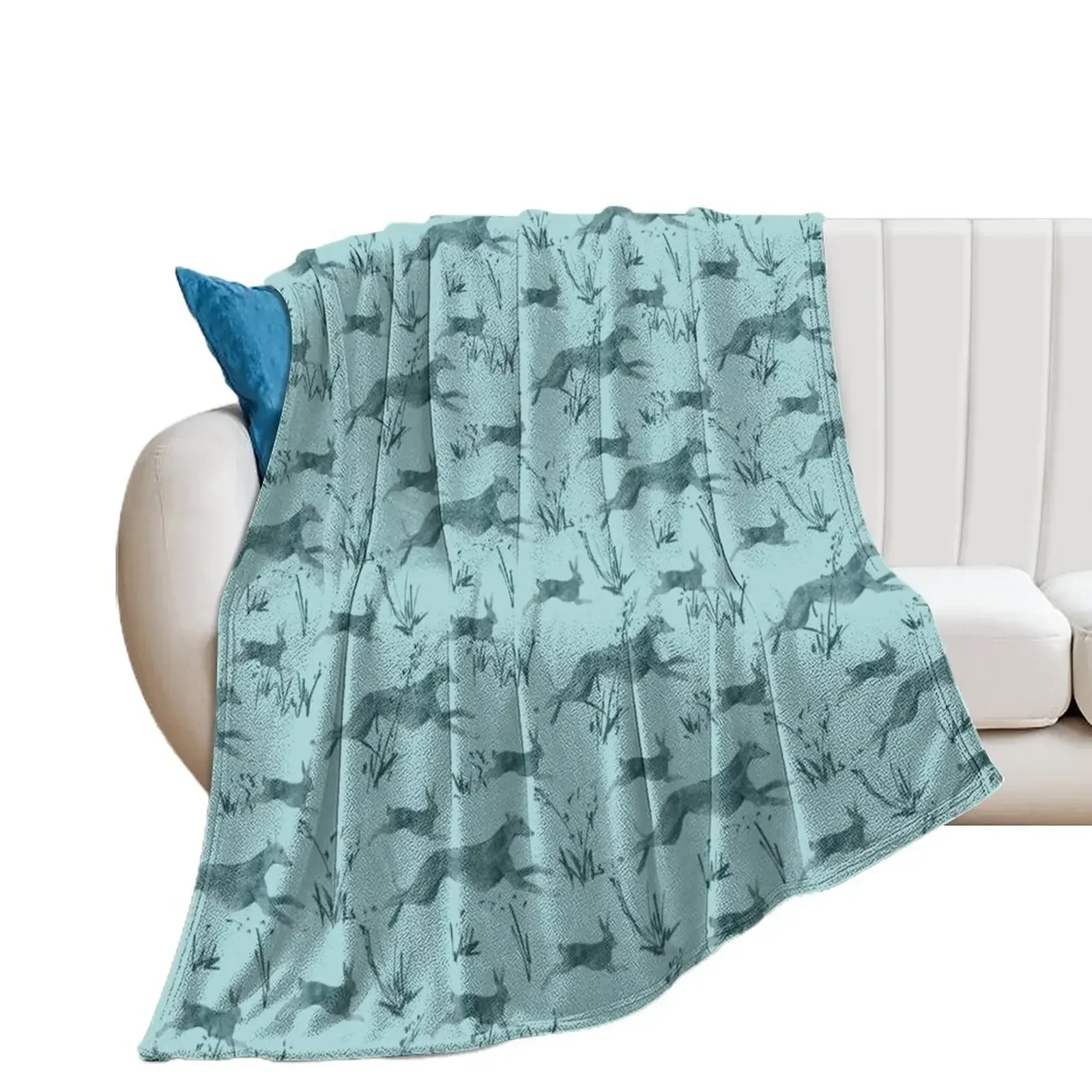 A galgo and a hare on turquise Throw Blanket Extra Large Throw Luxury Throw Weighted Stuffeds Blankets