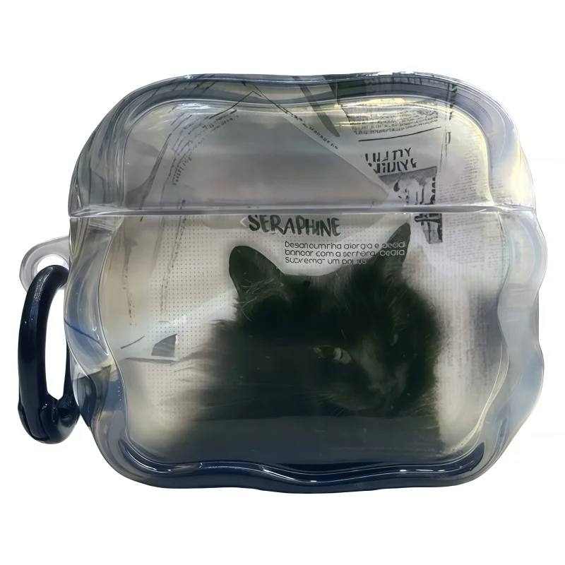 Capa protetora forte para fone de ouvido com estampa de gato fofo com anel para Airpods Pro, Pro2, Pro3, 1, 2, 3, 4, à prova de poeira