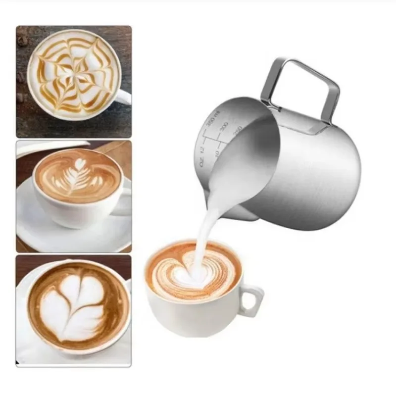 Stainless Steel Milk Frothing Pitcher Jug Espresso Steaming Pitcher with Scale for Cappuccinos
