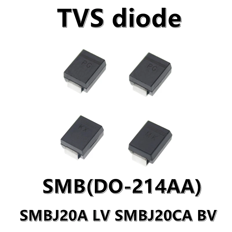 (20pcs) SMBJ20A LV SMBJ20CA BV SMD TVS Transient Suppression Diode SMB DO-214AA 20V