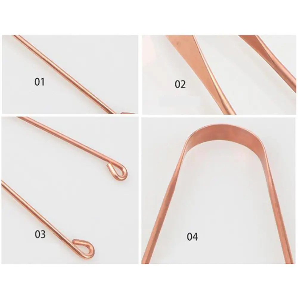 1Pc Fashion Toothbrushes Fresh Breath Dental Cleaning Copper Tongue Scraper  Cleaner Stainless Steel Oral Hygiene
