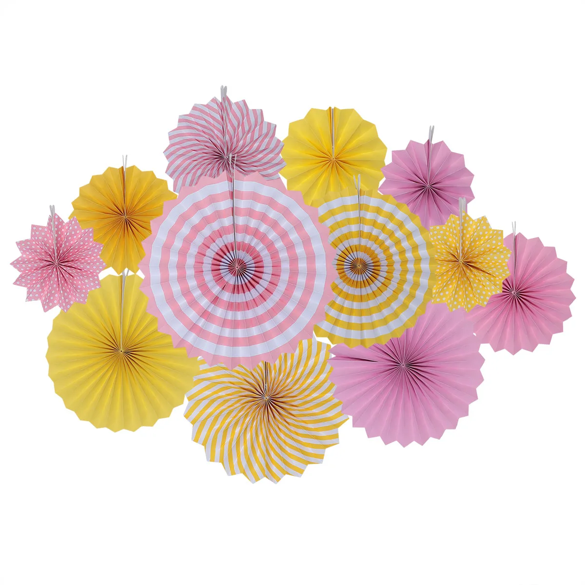 

12Pcs Round Hanging Paper Fans Set Fashion Folding Design Wedding Birthday Baby Shower Party Garland Hanging Paper Fans Set