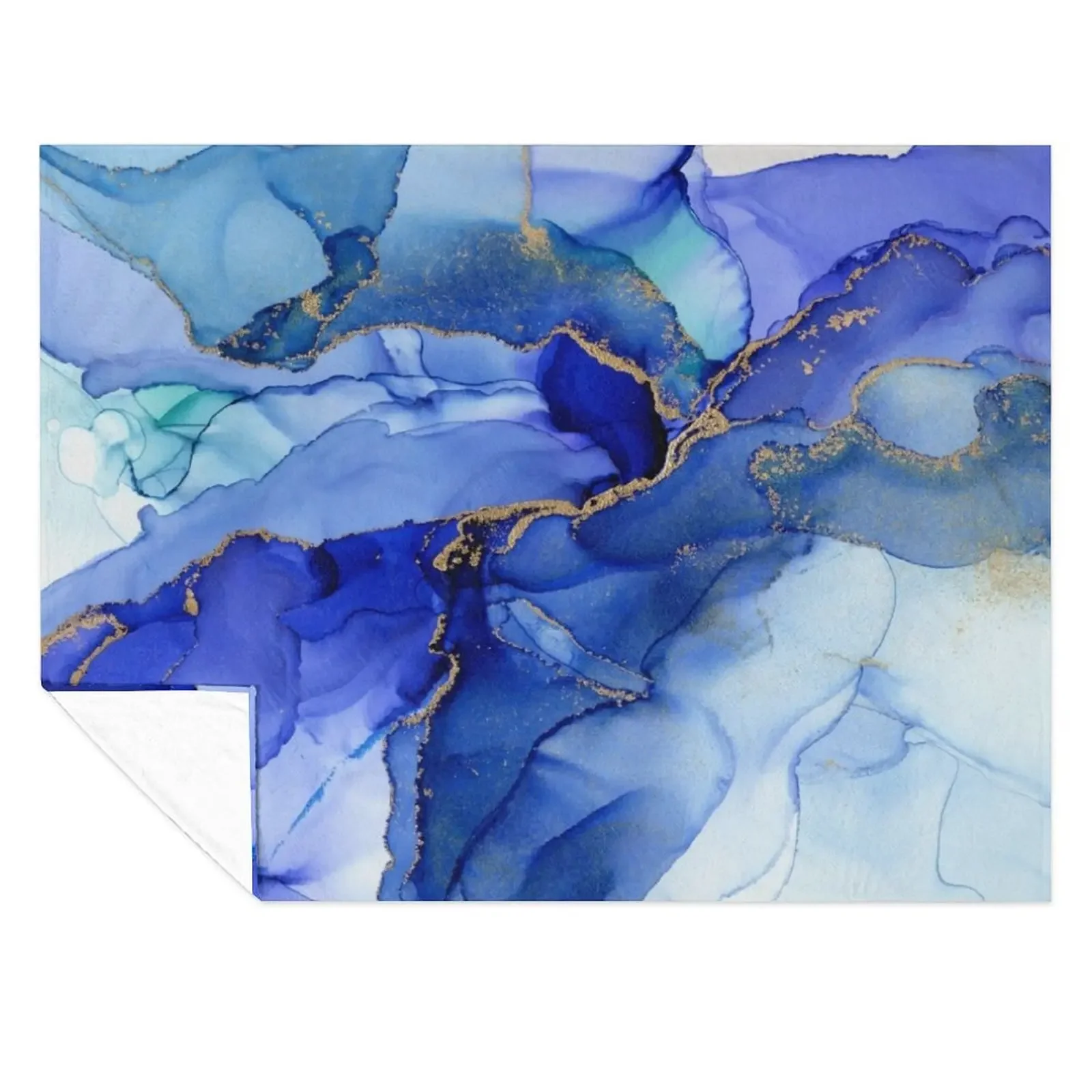

Abstract Iris Blue Floral Ink Throw Blanket Loose Hairy Designers bed plaid Blankets