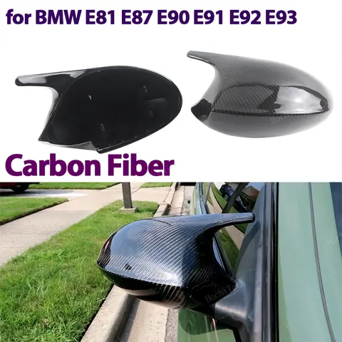 BMW E90 E91 E92 E93 E81 E87 E82 E88 3 1 시리즈 M 액세서리용 광택 탄소 섬유 백미러 외부 캡