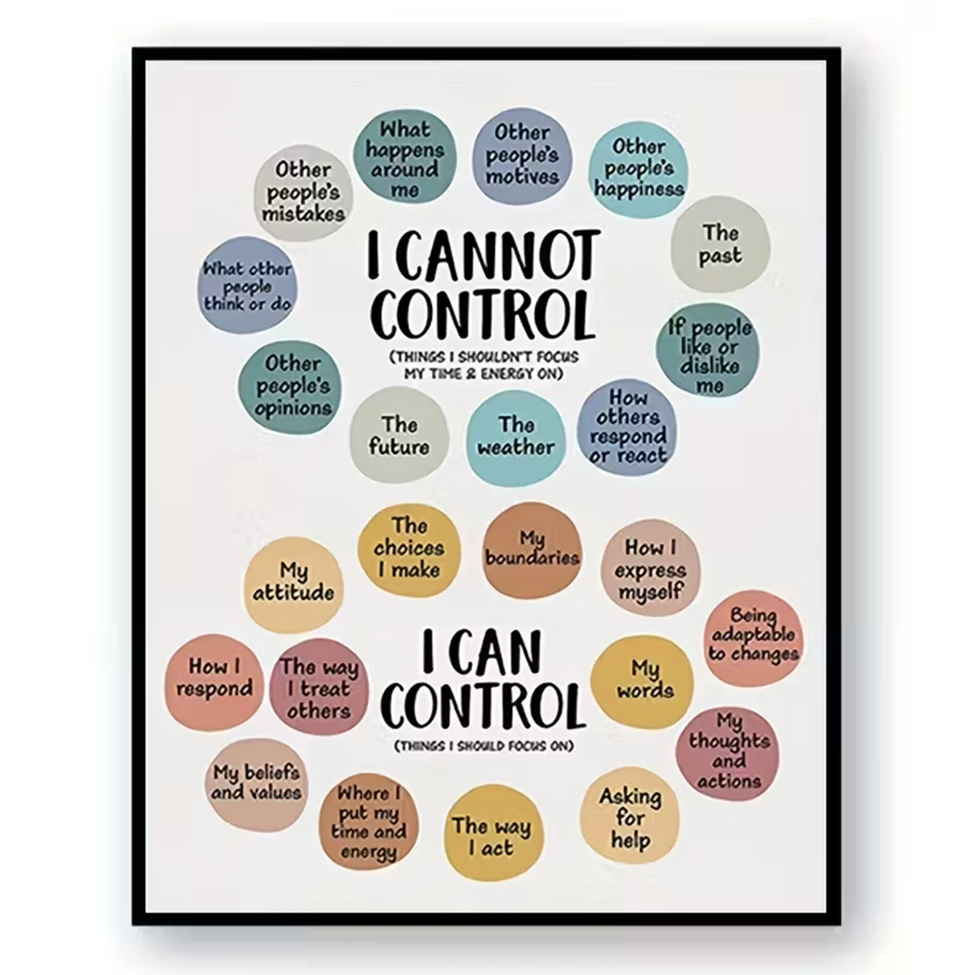 Empowering Mental Health 'Things I Can Control' Wall Art Prints Canvas Painting Poster Picture For Living BedRoom Home Decor
