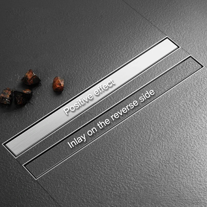 55mm Wide Anti-Odor Shower Drain Invisible Square Bathroom Copper Waste Filter Drainage System for Bathrooms