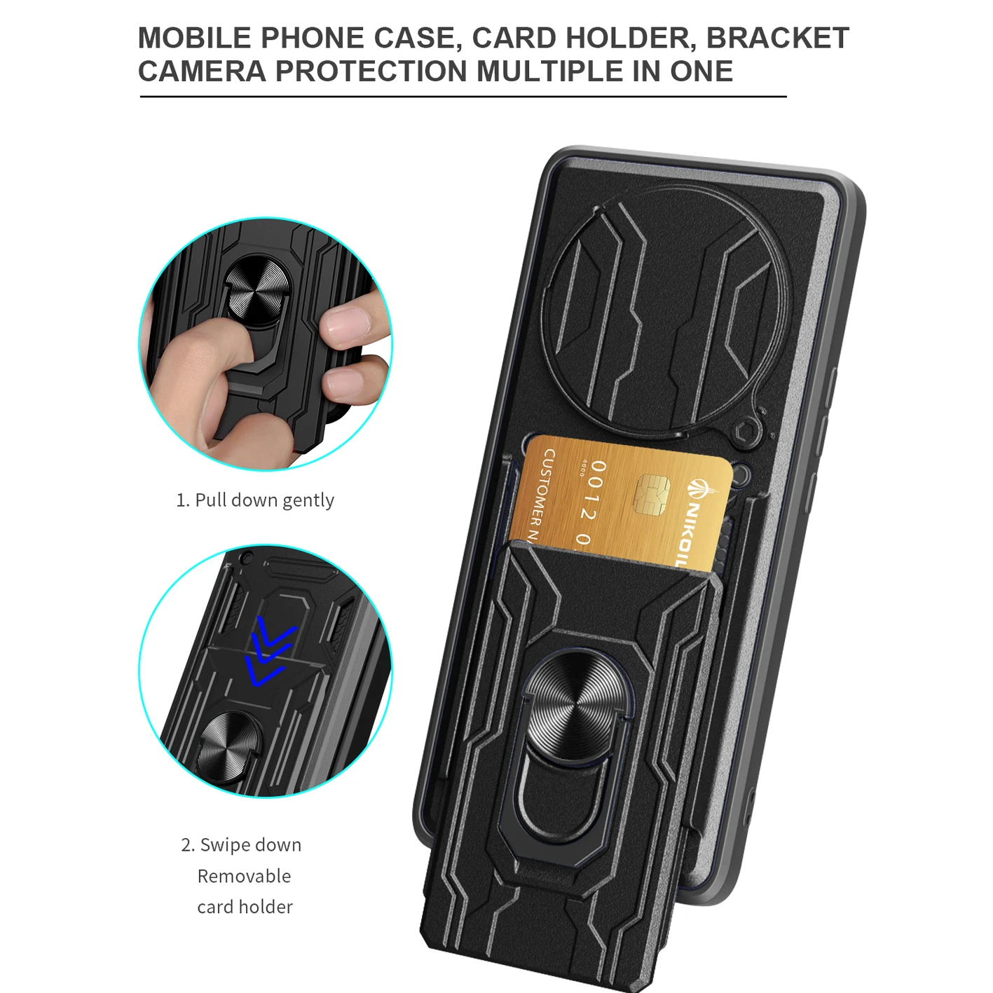 Shockproof 360°Magnetic Ring Bracket Case for Honor ​X50 X9B X8B X7B 90 50SE Magic6 Lite 5G 4G Slide Lens Card Bag Protect Cover