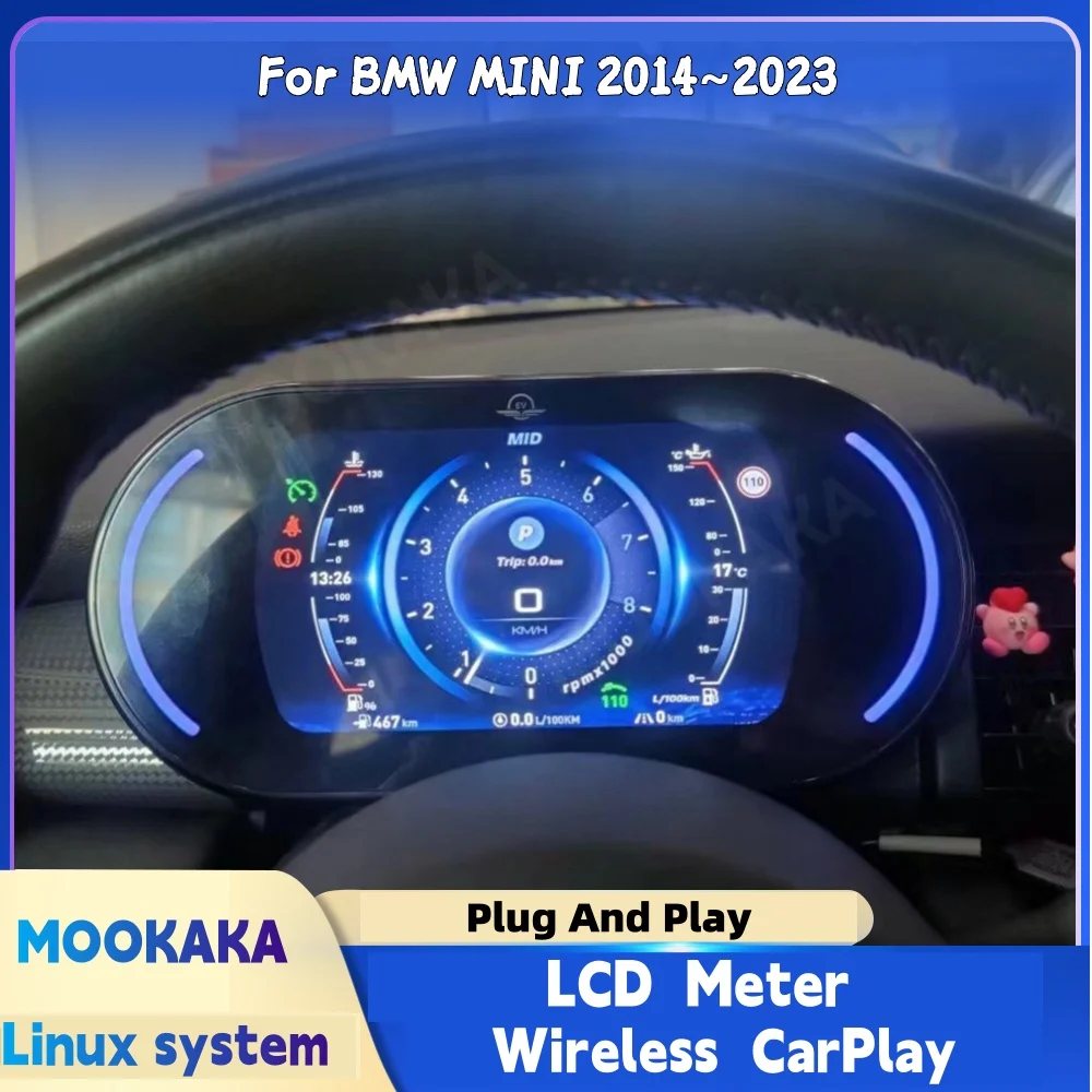 Painel Digital Automotivo para BMW MINI 2014~2023 Display LCD no Painel Virtual Velocímetro com Luz de Fundo LED
