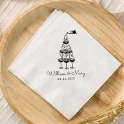50pcs Custom Wedding Napkins Party Decor Personalized Cocktail Napkins Monogram Engagement Dinner Wedding Reception Napkins