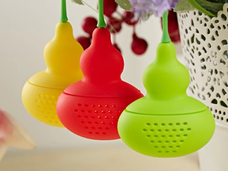 20pcs Free Shipping Gourd Shaped Tea Strainer Silicone Tea Infuser Filter Diffuser Tea bag