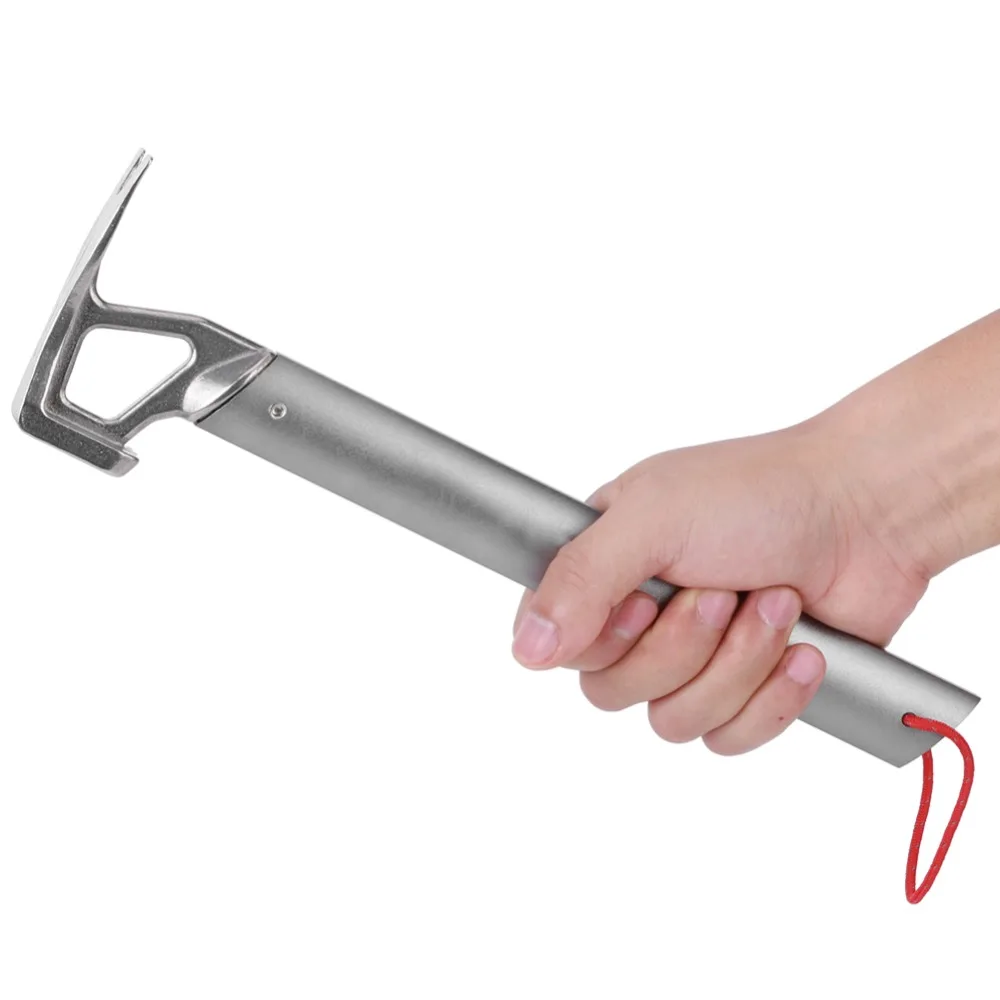 Durable Aluminum Alloy Camping Hammer Portable Heavy Duty Tent Stake Hammer Gray Camping Claw Hammer Hiking view 4