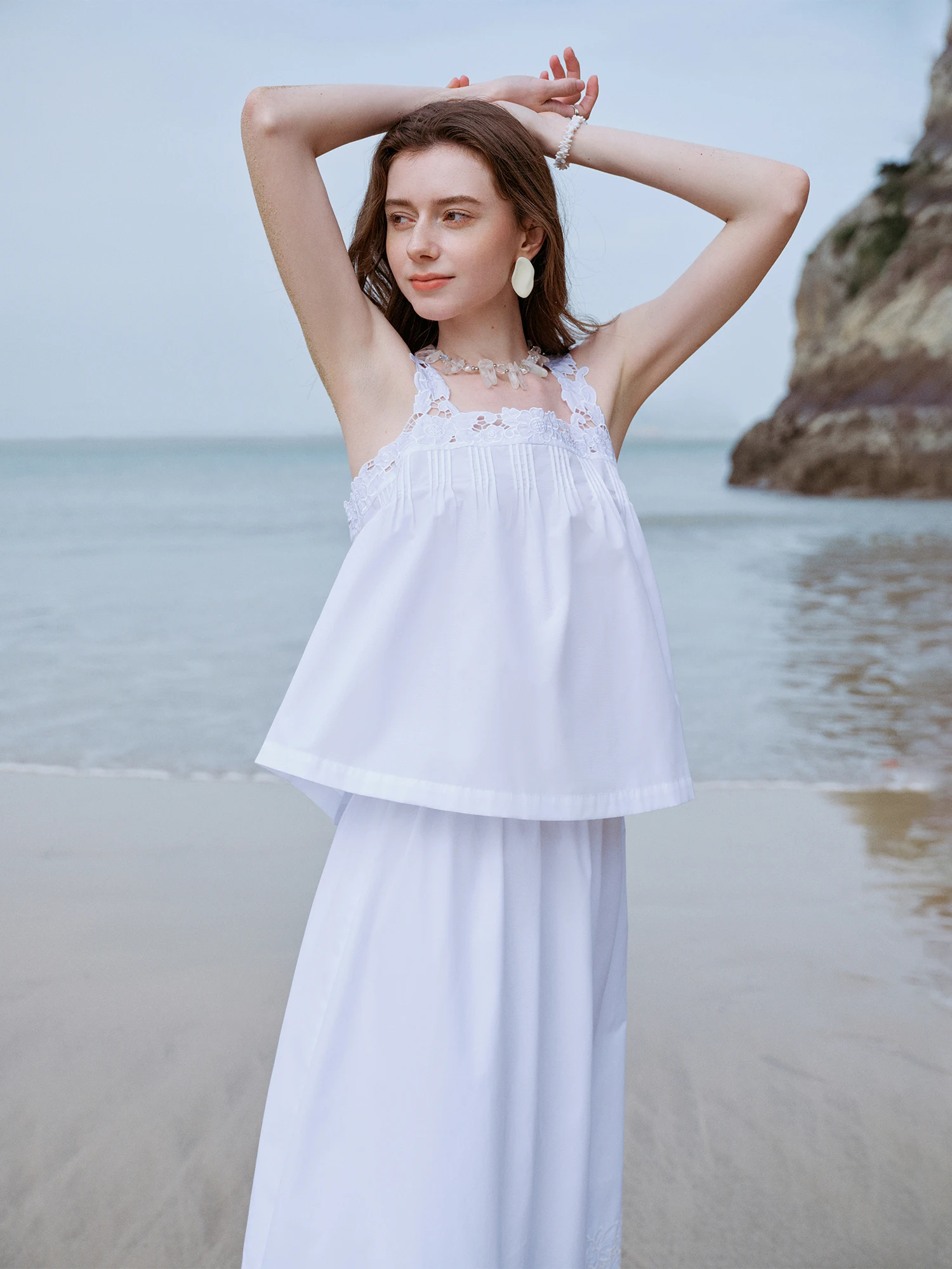 

FSLE Embroidery Fairy Ethereal Doll-Style Blouse and Skirt Set for Women 2025 Summer New Design Two-Piece 25FS12527+25FS12343