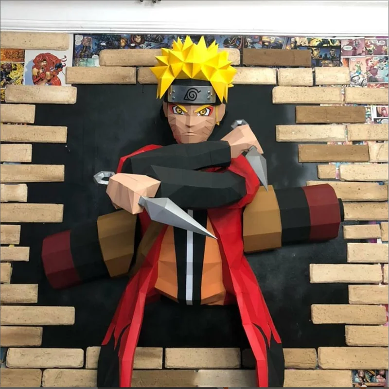 Anime Jepang Model kertas Ninja dekorasi rumah dinding Papercraft 3D DIY mainan kreatif patung poli rendah