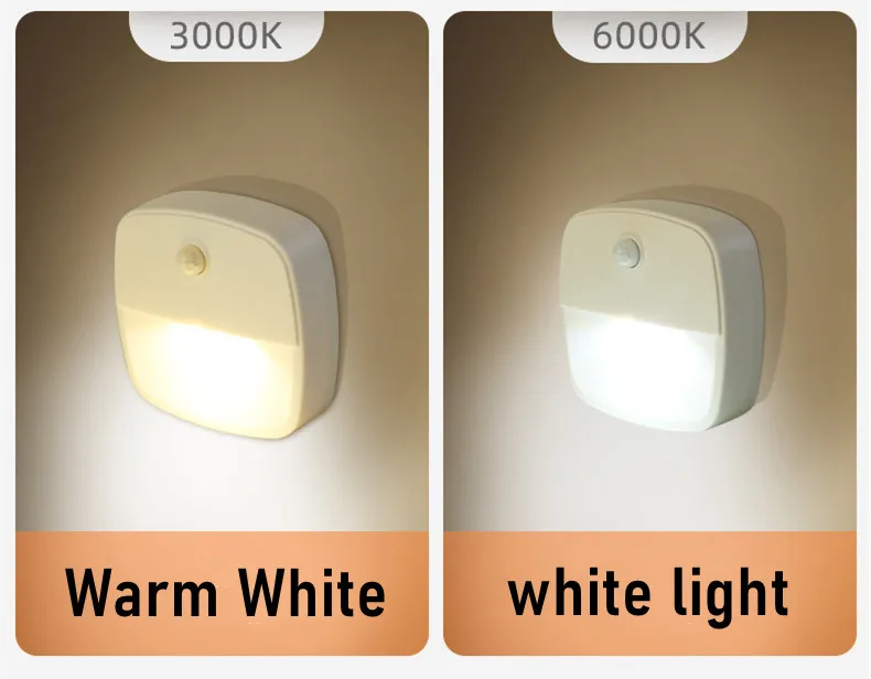 2Pcs Motion Sensor Light Wireless LED Night Lights AAA Battery Powered Bedroom Wall Staircase Closet Aisle Body Induction Lights