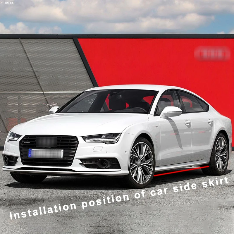 

Car Side Skirts Extensions Bumper Door Lip Splitters Winglet ABS Accessories Carbon Fiber Look For Audi A7 2015 2016 2017 2018