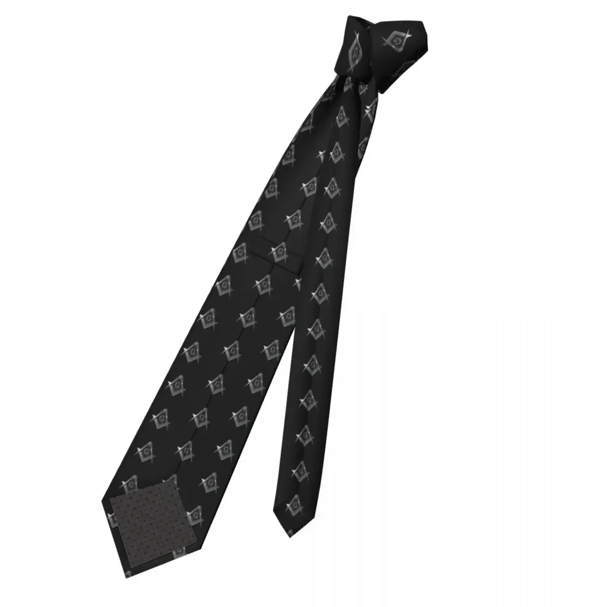 Compass Masonic Freemason Pattern Silver Black Square Neckties Unisex 8 cm Neck Ties for Men Shirt Accessories Gravatas Business