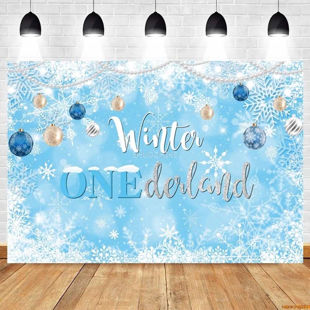 Зимний детский фон для дня рождения, снежинка для девочек и мальчиков, детский душ, фон для фотосъемки, декор, баннер, реквизит для фотостудии