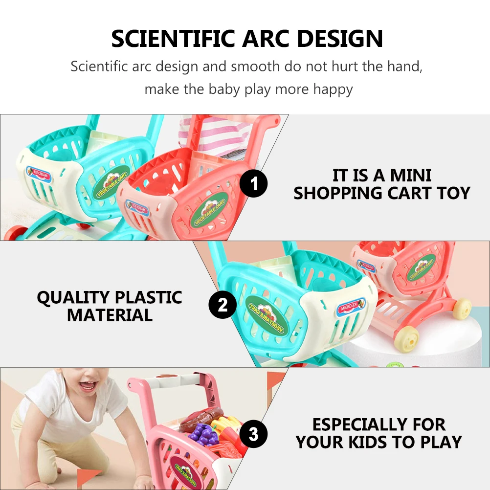 Rollenspel voor kinderen Winkelwagen Speelgoedsimulatie Trolley voor kinderen Voedselkar Opbergrek Baby Roze Speeltijdaccessoires