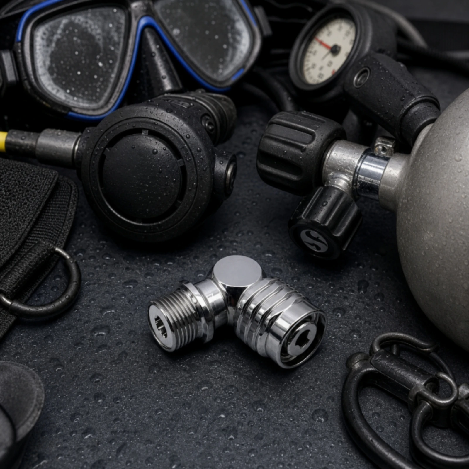 Scuba BCD Regulator Adapter Brass Swivel Regulator Adapter Swivel Adaptor Long-Lasting Easy Installation for Divers