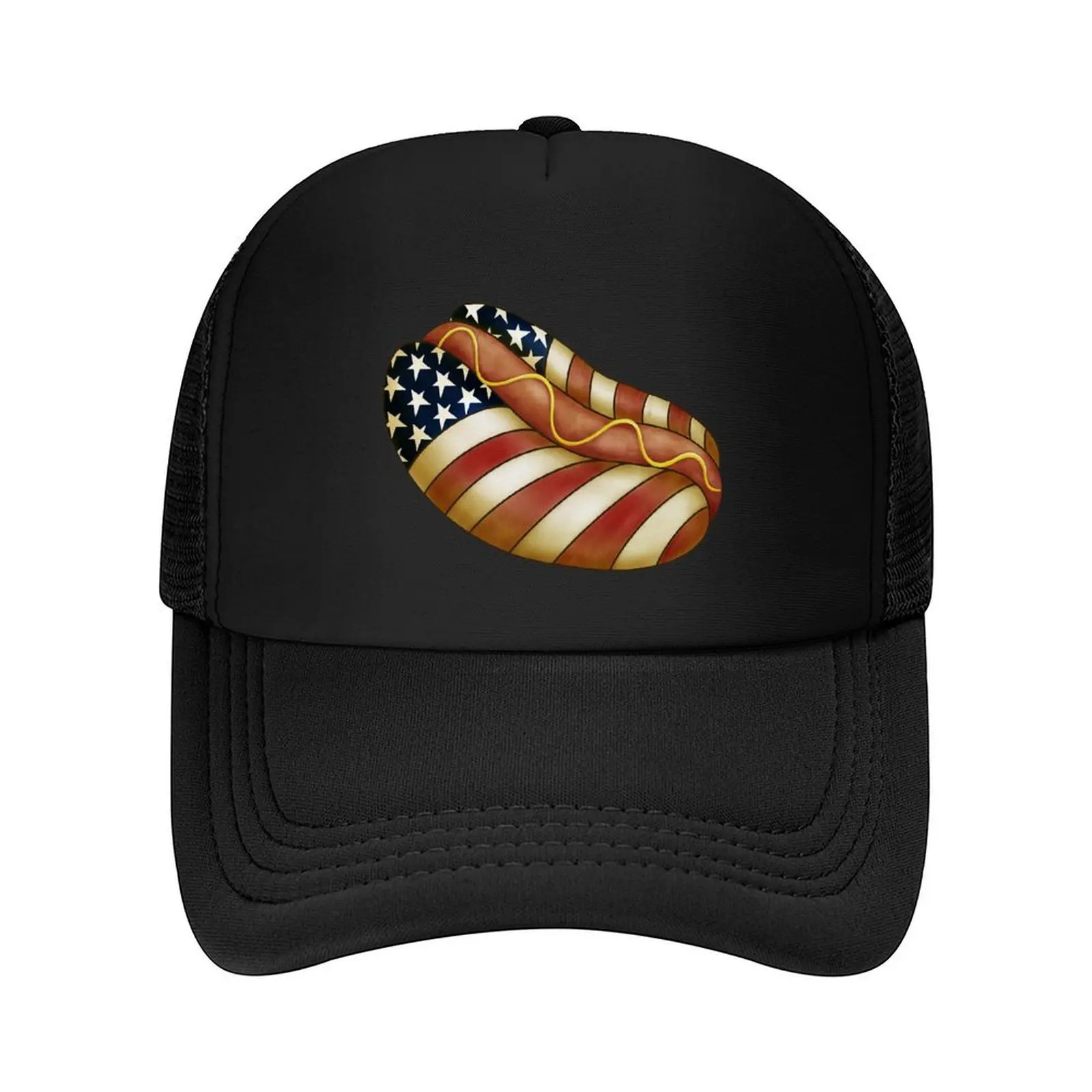 

Stars and Stripes Hotdog with Mustard Baseball Cap Rugby custom Hat fishing caps man Beach Outing Woman Hats Men's