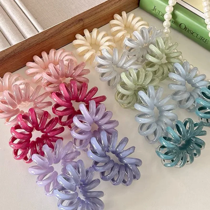 6pcs/Set Large Spiral Hair Ties Telephone Cord Scrunchies Colorful High Ponytail Holder Elastic Hair Band Women Hair Accessories