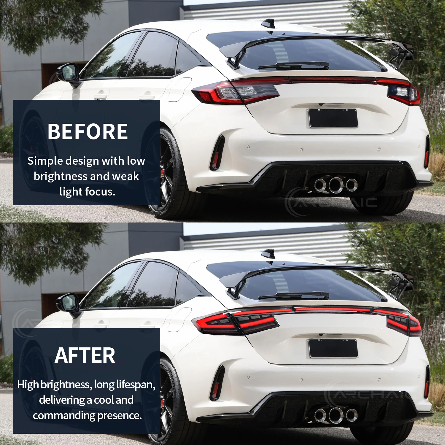 مجموعة المصابيح الخلفية LED واضحة الجيل الحادي عشر الجديد لـ Hatchback Type-R 2021+ ضبط المصباح الخلفي للسيارة #3