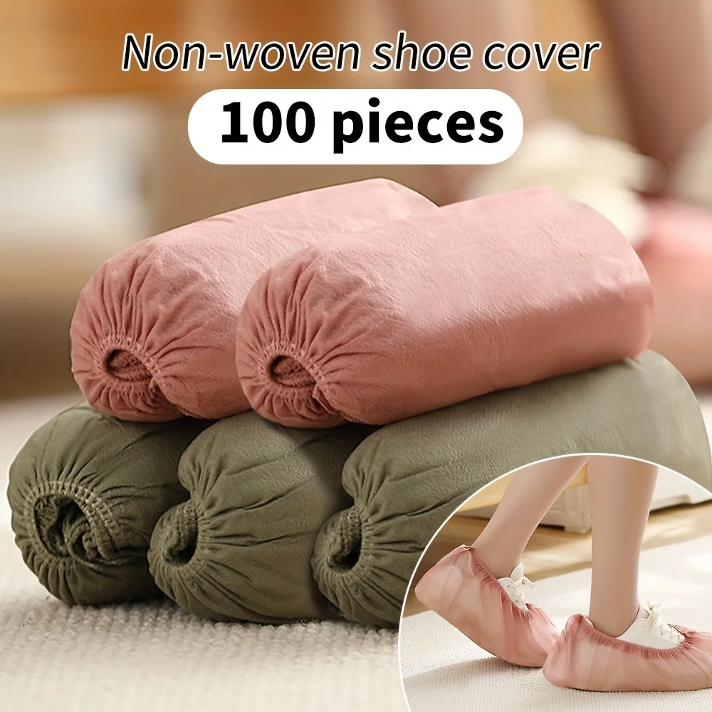 

100pcs Disposable Non-woven Breathable Shoe Covers For , Room, Dust-free Workshop