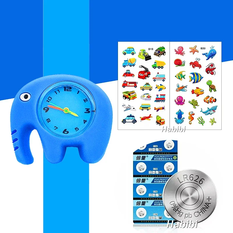 Desenhos animados animal pulso relógios infantis, colorido Silicone Strap, crianças aprendem tempo relógios, tapa pulseira, Dropshipping, novo, 2024