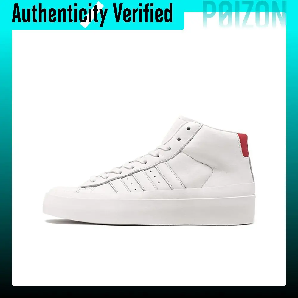 Adidas Originals x 424 Pro Model Non slip Lightweight Mid top Casual Skateboard Shoes Men's White Red EG3096