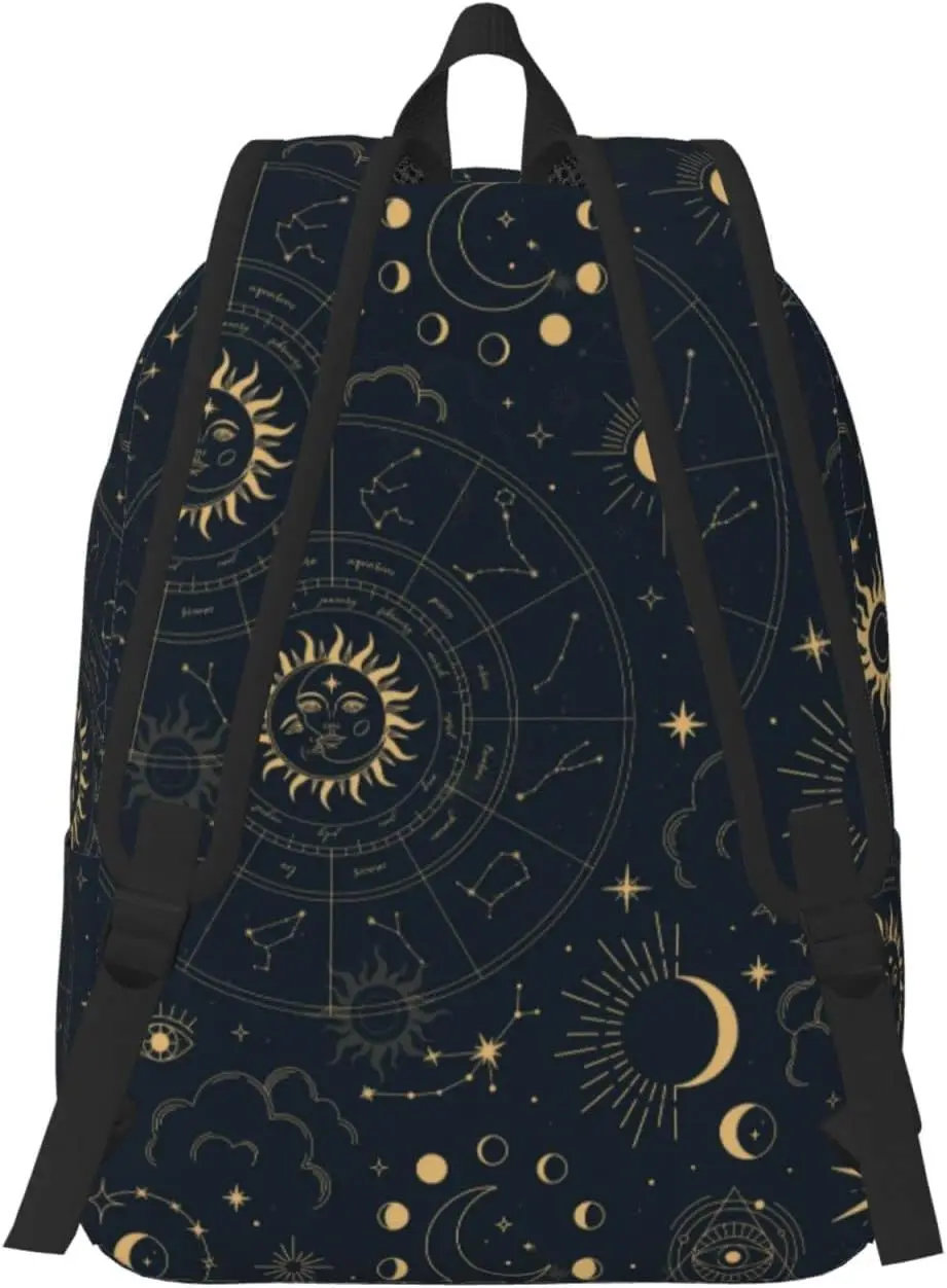 Backpack Casual Lightweight Gold Sun Moon And Stars Laptop Backpack Men Women Travel Bag Outdoor Canvas Daypack