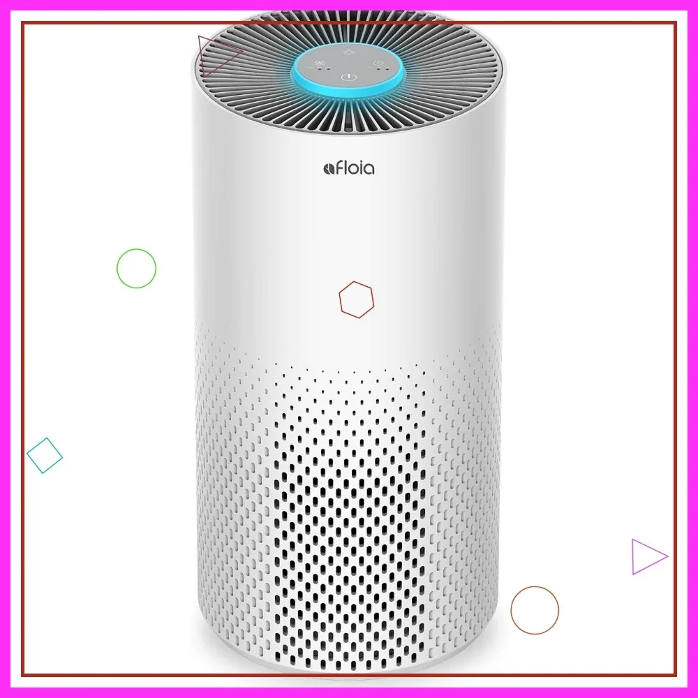 

Очиститель воздуха для большой комнаты с 3-ступенчатым фильтром, тихий, 22 дБ, удаляет запахи пыльцы и дыма, 7-цветный ночник для дома