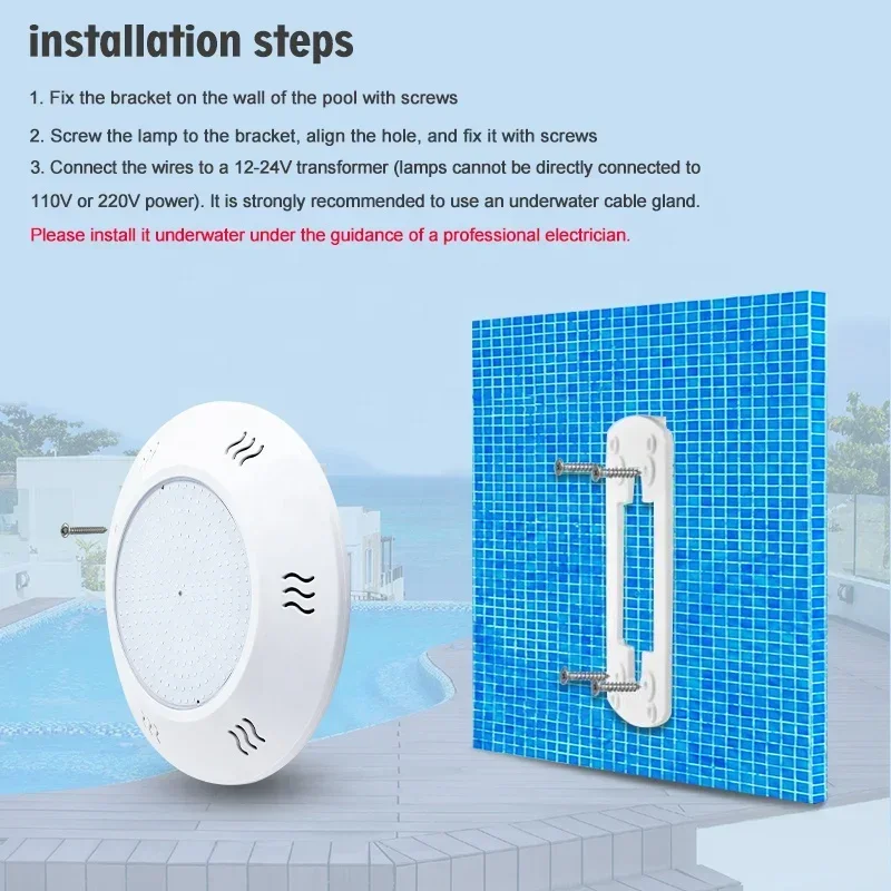 12V 18W Ip68 Rgb Wall Mounted Resin Filled Led Swimming Pool Light