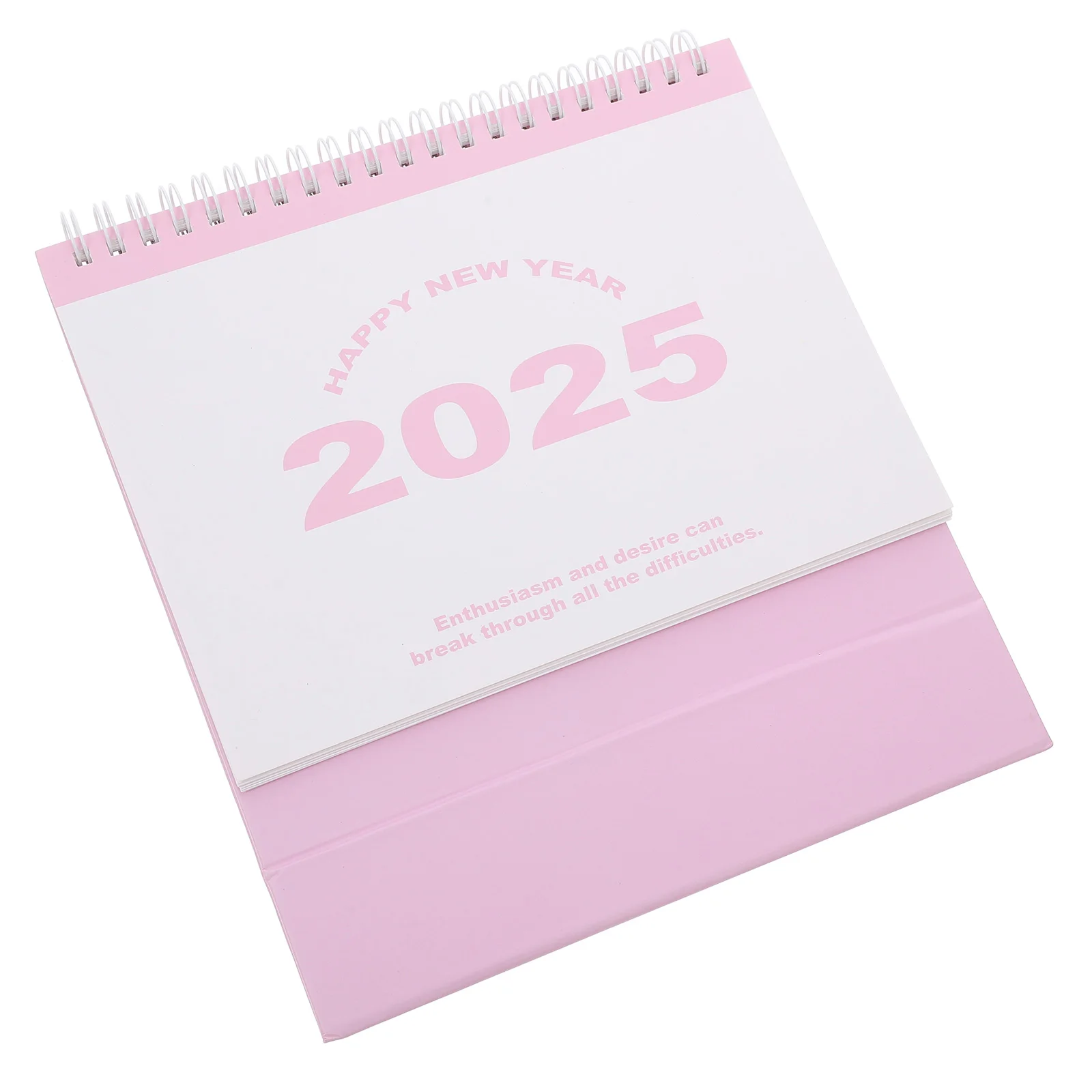 

English Version Desk Calendar 2025 Pink Paper Small Office Planner Flip Standing Academic Home Mini Decorative