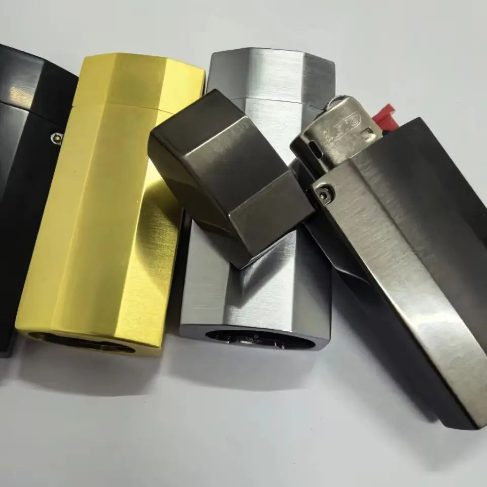 Wholesale Zinc Alloy Lighter Case For Bic J5 Mini Lighter Vintage Lighter Holder Creative Flip Cover Protective Shell wholesale
