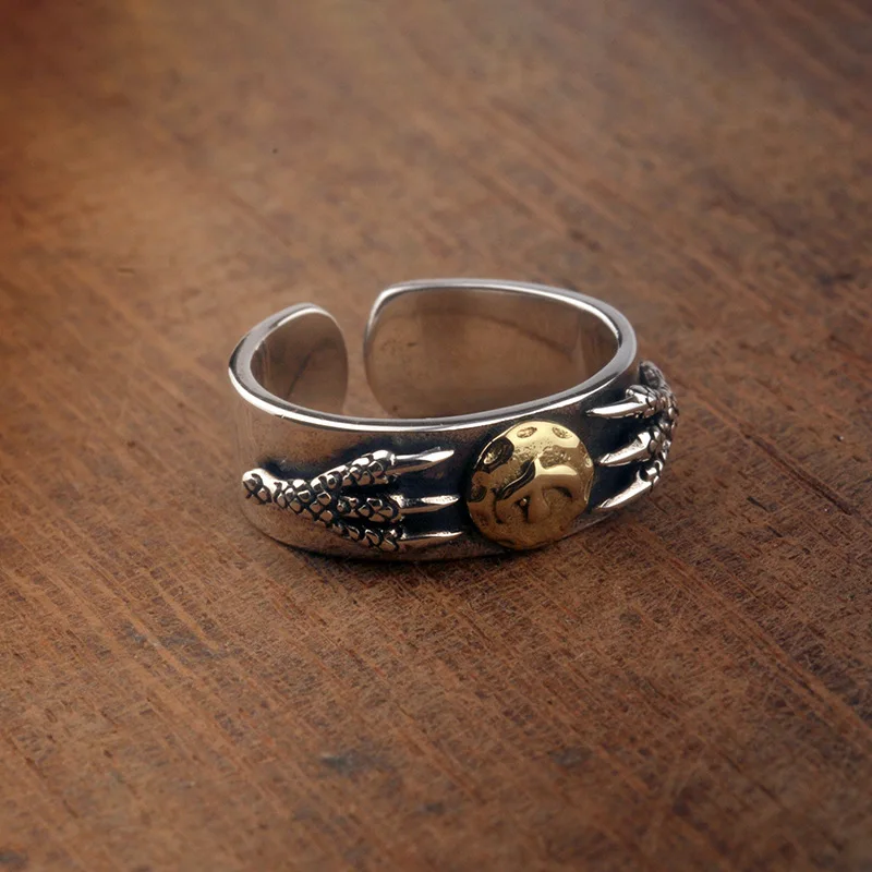 Silver retro eagle claw domineering self-discipline hand jewelry punk hip-hop adjustable men's and women's high-end jewelry