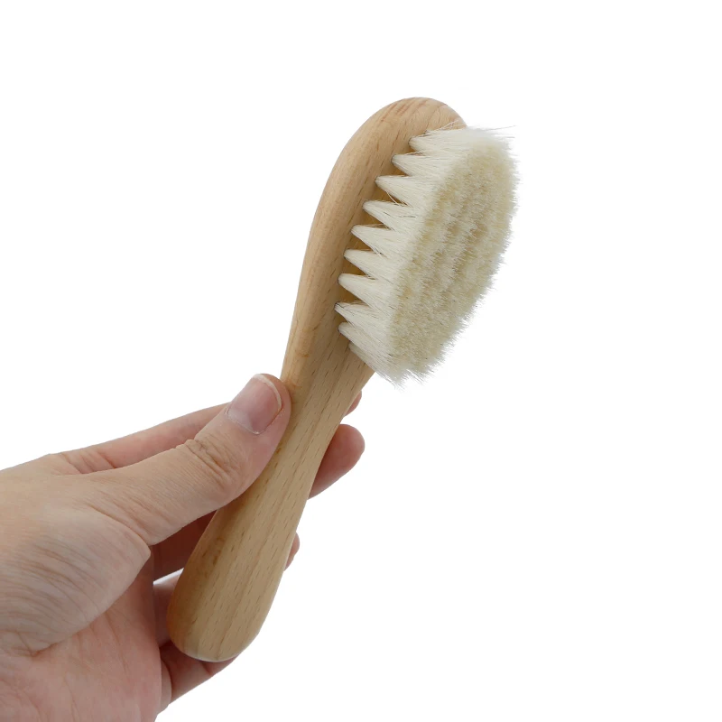 Baby Care Soft Wool Hair Brush for Newborn Wooden Infant Head Massager Portable Little Child Accessories Baby Shower Soft Mini