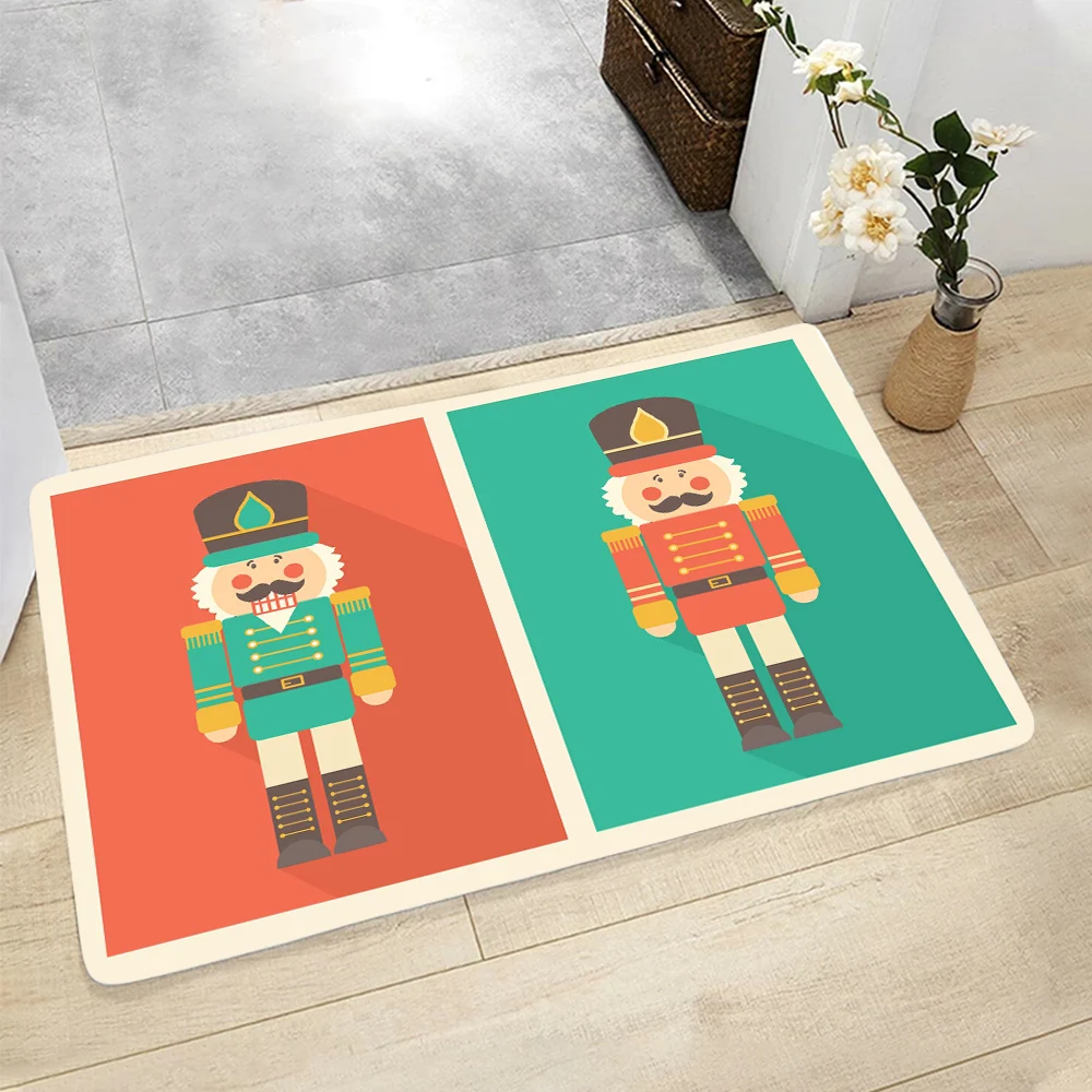 CLOOCL Flannel Doormat Nutcracker Ballet Graphic 3D Printing Floor Mat Hallway Indoor Bicolor Doormat Anti-skid Mute Rug