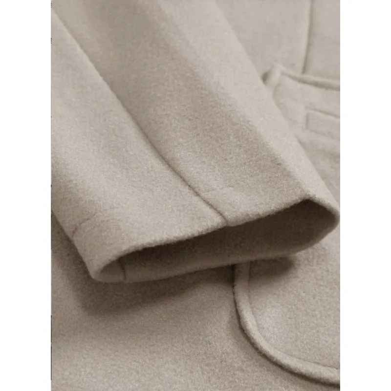 KIDWHXR Herren-Mantel, Herbst-Winter, doppelreihige Jacke aus Wollmischgewebe, Herren, lange Ärmel, mit Taschen, mittellange Länge, lässige Herren-Oberbekleidung. – Detail 13