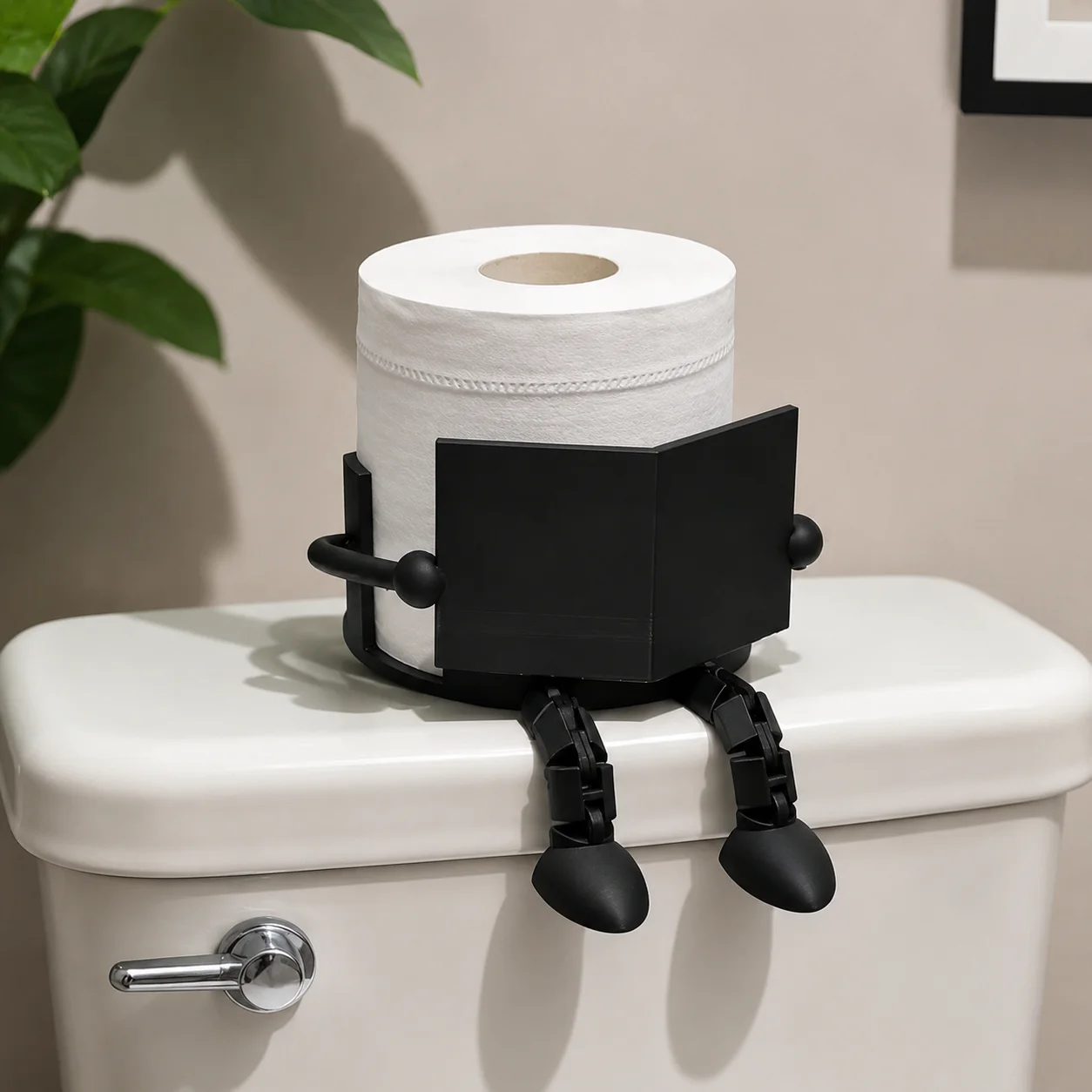 Space-Saving Toilet Paper Holder Creative for Bathroom Reading Companion PLA Tissue Dispenser with Phone Shelf Organizer