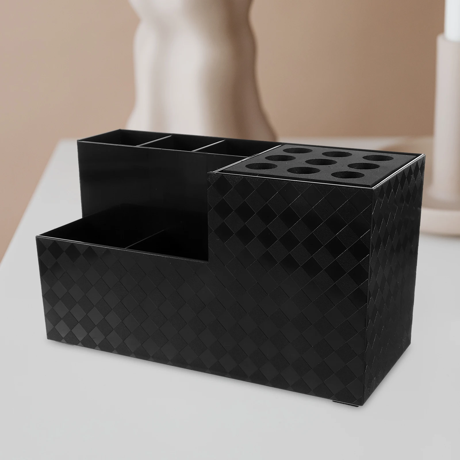 

Hair Tool Organizer Large Capacity Scissors Comb Holder Black Makeup Brush Storage Box Salon Barber Accessories Organizer
